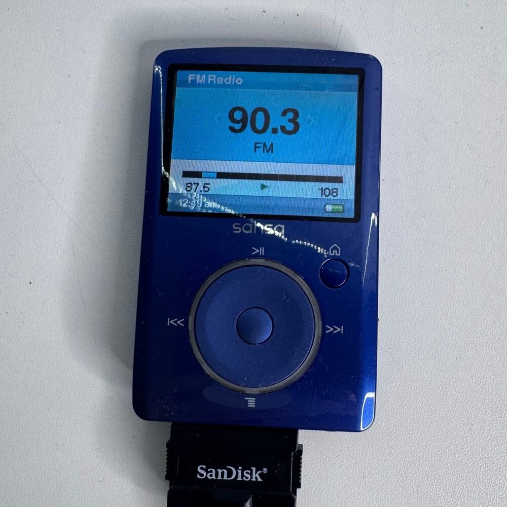 Open Box SanDisk Sansa Fuze Blue (4 GB) Digital Media Player 2008 Complete - Picture 3 of 6
